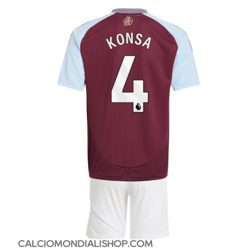 Maglie da calcio Aston Villa Ezri Konsa #4 Prima Maglia Bambino 2024-25 Manica Corta (+ Pantaloni corti)